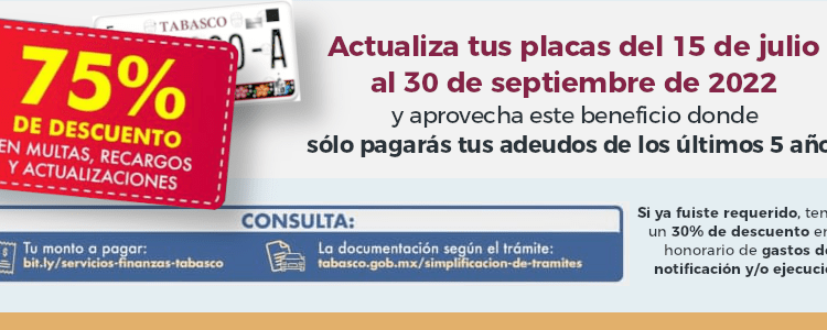 Actualiza tus placas y ahorra en Tabasco; hay descuento del 75%