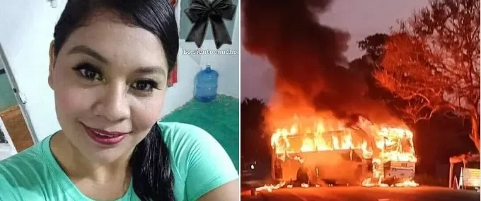 Incendian camión y madre salva a su hijo de morir quemado en Tabasco