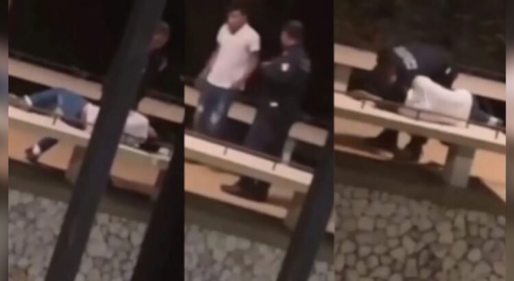 Captan a policía presuntamente robando celular a persona ebria en Villahermosa