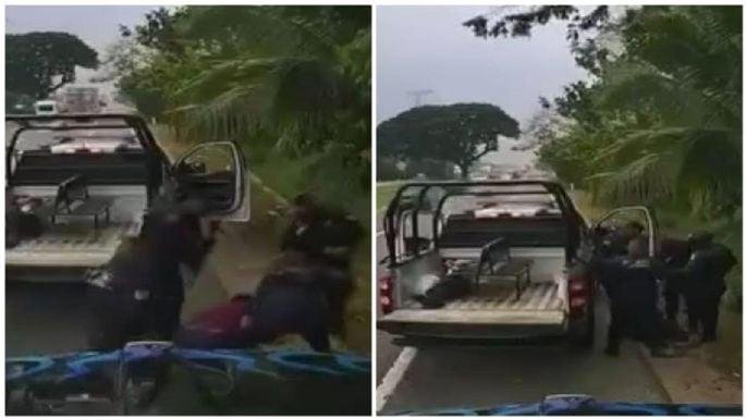 Cámara graba agresión de policías contra conductor de grúa en Cunduacán, Tabasco