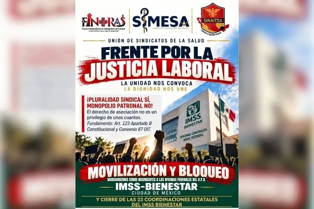 Sindicatos en Tabasco se suman a marcha nacional contra IMSS-Bienestar; harán bloqueos en el estado